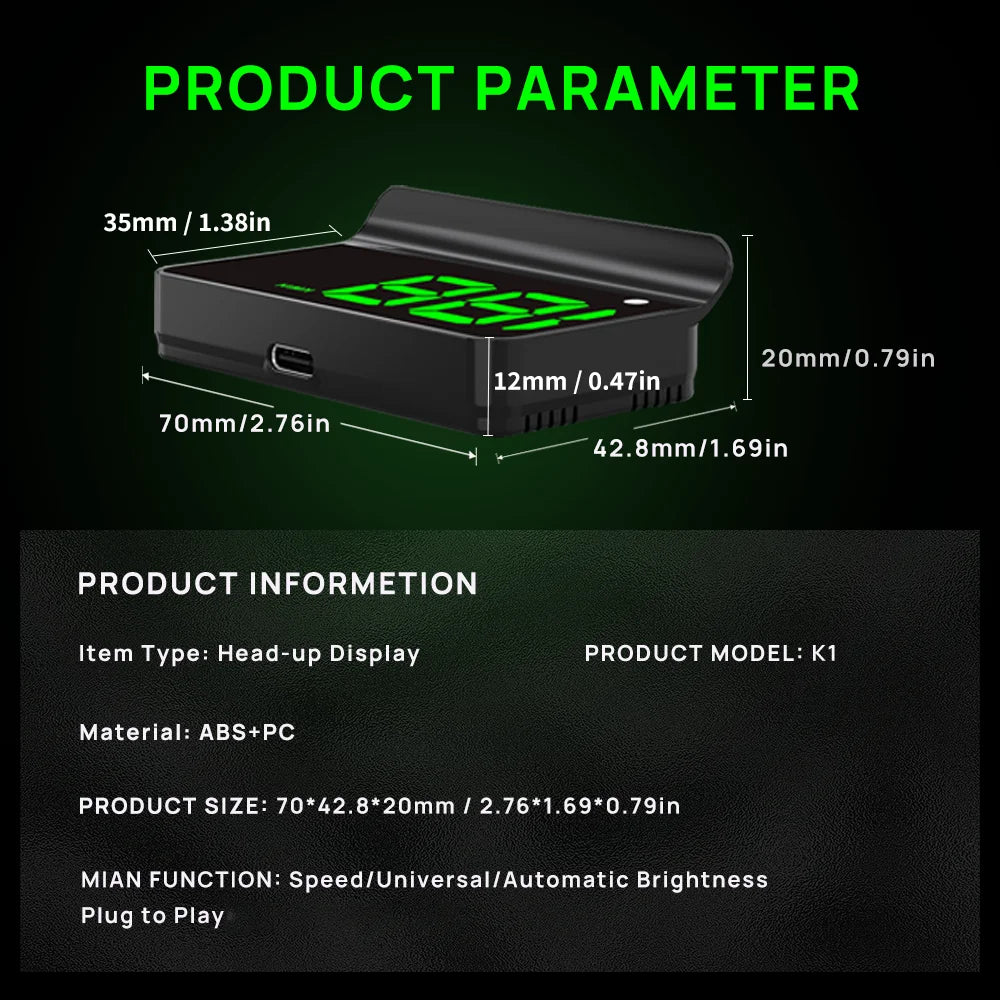 Universal Car Digital Speed Display – Windshield Projector with Auto Brightness