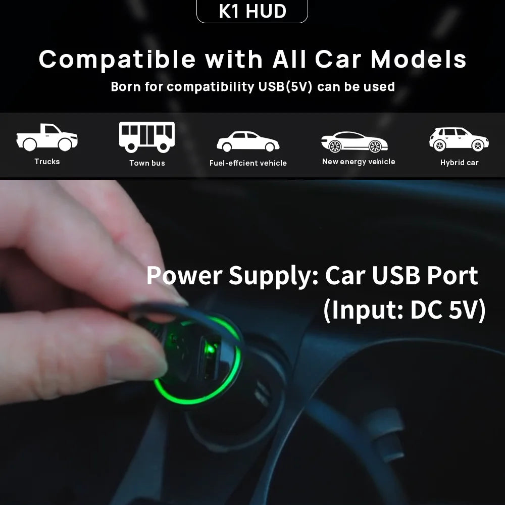 Universal Car Digital Speed Display – Windshield Projector with Auto Brightness