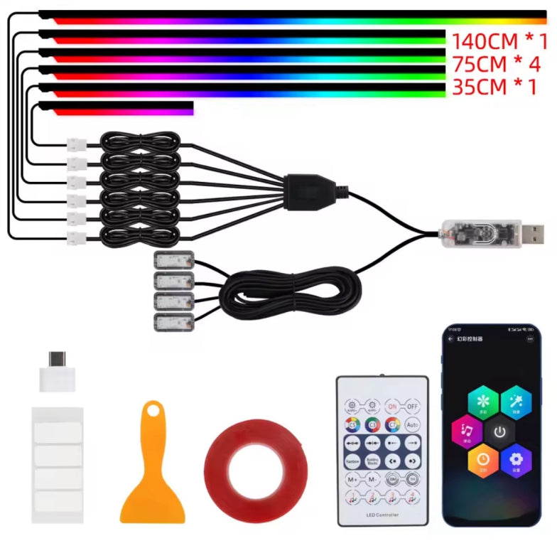 Smart Interior light Car Kit with App Control